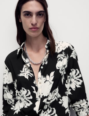 

Womens M&S Collection Floral Collared Shirt - Black Mix, Black Mix