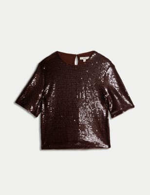 

Womens M&S Collection Sequin Top - Chocolate, Chocolate