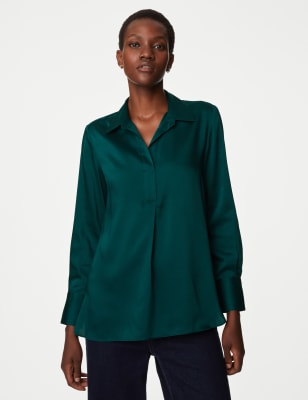 

Womens M&S Collection Collared Popover Blouse - Green, Green