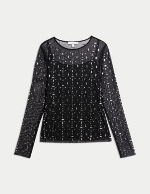 

Womens M&S Collection Embellished Top - Black, Black