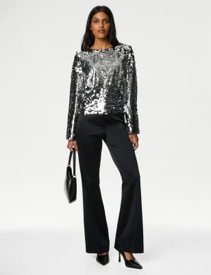 

Womens M&S Collection Sequin Top - Silver, Silver