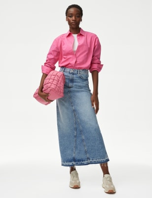 

Womens M&S Collection Pure Cotton Collared Oversized Shirt - Medium Pink, Medium Pink