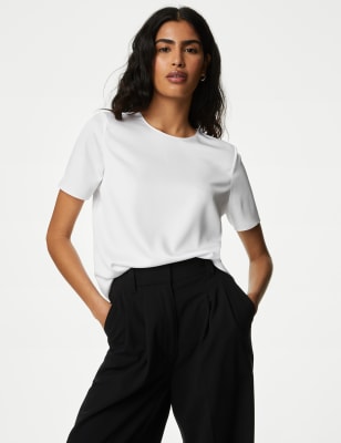 

Womens M&S Collection Round Neck Top - Soft White, Soft White