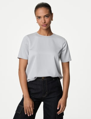 

Womens M&S Collection Round Neck Top - Pearl Grey, Pearl Grey