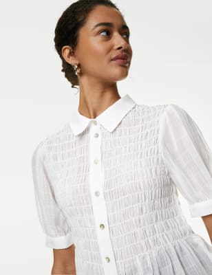 

Womens M&S Collection Shirred Shirt - Soft White, Soft White