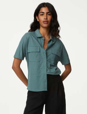 

Womens M&S Collection Jersey Shirt - Dark Sage, Dark Sage