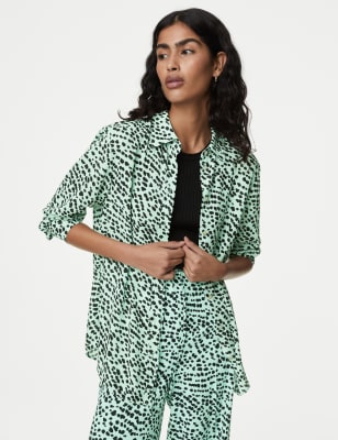 

M&S Collection Blusa estampada con cuelloWomens - Green Mix, Green Mix