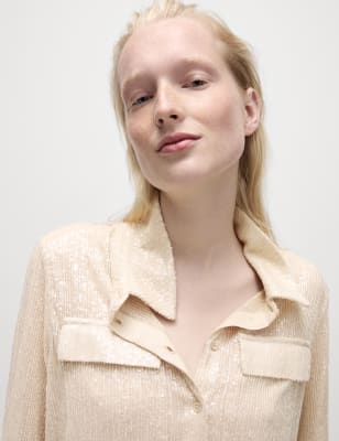 

M&S Collection Camisa con cuello y lentejuelasWomens - Nude, Nude