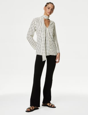 

Marks & Spencer Polka Dot Scarf Neck Blouse (FEMALE, IVORY MIX, 16-REG)