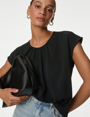 

Womens M&S Collection Round Neck Blouse - Black, Black