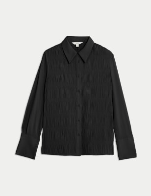 

Womens M&S Collection Shirred Detail Shirt - Black, Black