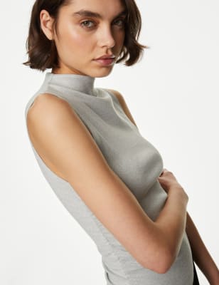 

M&S Collection Top fruncido de LurexWomens - Silver, Silver