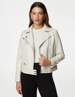 

Womens M&S Collection Faux Leather Biker Jacket - Neutral, Neutral