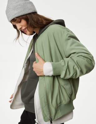 

Womens M&S Collection Padded Bomber Jacket - Bright Sage, Bright Sage