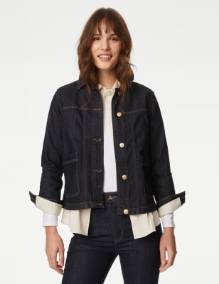 

Womens M&S Collection Denim-Jacke im Utility-Stil mit hohem Baumwollanteil - Dark Indigo, Dark Indigo