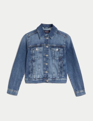 

Womens M&S Collection Denim Jacket with Stretch - Medium Indigo, Medium Indigo