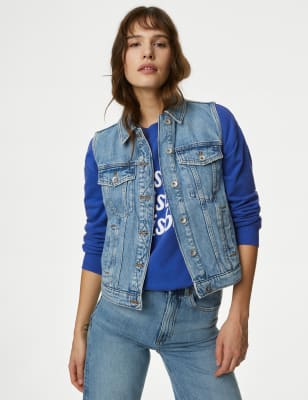 

Womens M&S Collection Denim-Weste - Medium Indigo, Medium Indigo