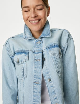 

Womens M&S Collection Denim Cropped Jacket - Light Indigo, Light Indigo