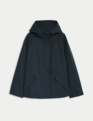 

Womens M&S Collection Stormwear™ Hooded Rain Jacket with Cotton, Midnight Navy