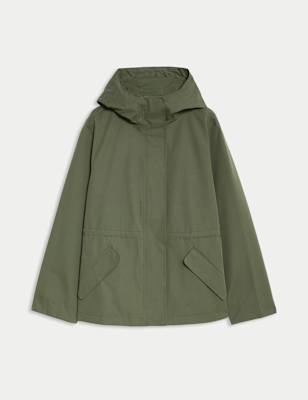 

Womens M&S Collection Stormwear™ Hooded Rain Jacket with Cotton, Green