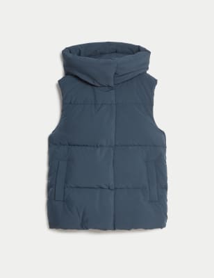 

Womens M&S Collection Weste mit Kapuze und Daunen- und Federfüllung - Nightshade, Nightshade