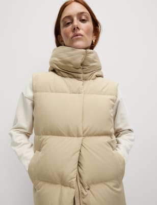 

Womens M&S Collection Feather & Down Hooded Gilet - Natural Beige, Natural Beige