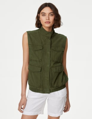 

Womens M&S Collection Lyocell™ Rich Lightweight Utility Gilet - Hunter Green, Hunter Green