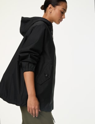 

Womens M&S Collection Kurzer Parka mit hohem Baumwollanteil und Kapuze - Black, Black