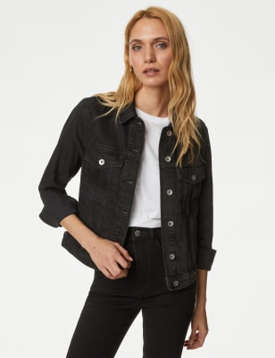 

Womens M&S Collection Denim Trucker Jacket - Black, Black