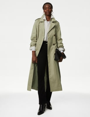 

Womens M&S Collection Cotton Rich Longline Trench Coat - Antique Green, Antique Green