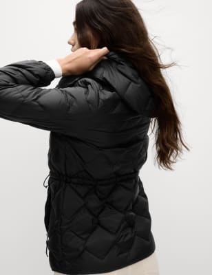 

Womens M&S Collection Feather & Down Quilted Hooded Puffer Jacket - Black, Black