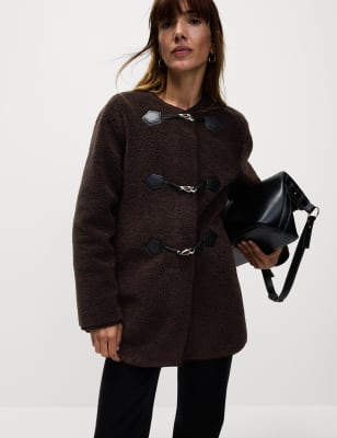 Textured Buckle Coat DARK CHOCOLATE Coats M S CA