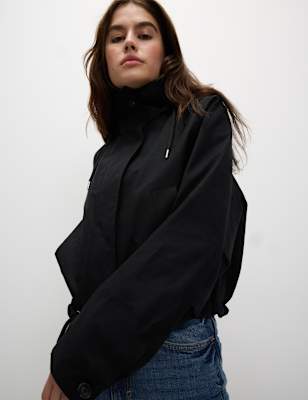 

Womens M&S Collection Cotton Rich Canvas Stormwear™ Hooded Parka, Black
