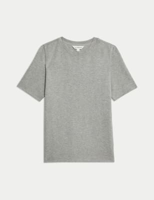 

Womens Autograph Cotton Rich Crew Neck T-Shirt - Mid Grey Marl, Mid Grey Marl