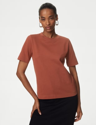 

Womens Autograph Cotton Rich Crew Neck T-Shirt - Burnt Sienna, Burnt Sienna