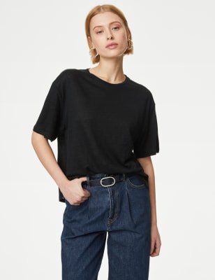 

Autograph Camiseta 100% linoWomens - Black, Black