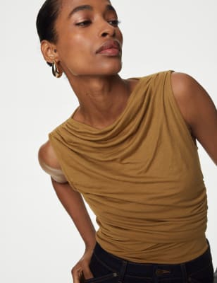 

Womens Autograph Modal Rich Ribbed Draped Top - Caramel, Caramel