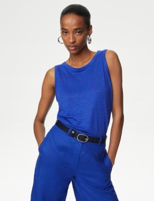 

Womens Autograph Pure Linen Vest - Royal Blue, Royal Blue