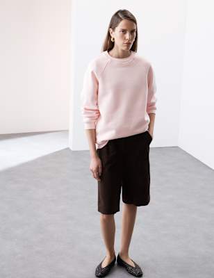 

Womens Autograph Cotton Blend Crew Neck Sweatshirt, Pale Pink
