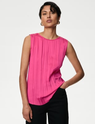 

Womens Autograph Plisse Vest Top - Rose Pink, Rose Pink