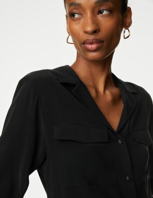 

Womens Autograph Cupro Rich Collared Shirt - Black, Black