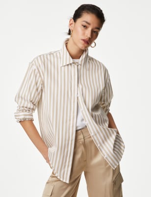 

Womens Autograph Pure Cotton Striped Collared Shirt - Opaline Mix, Opaline Mix