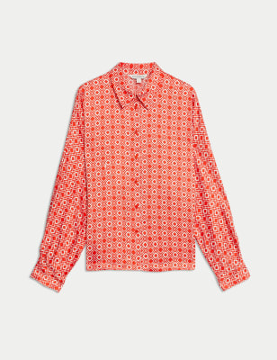 

Womens Autograph Printed Collared Shirt - Orange Mix, Orange Mix