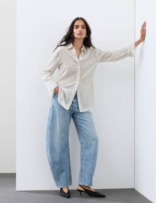 Womens Autograph Pure Silk Shirt, White Mix