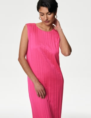 

Womens Autograph Plisse Midaxi Column Dress - Rose Pink, Rose Pink