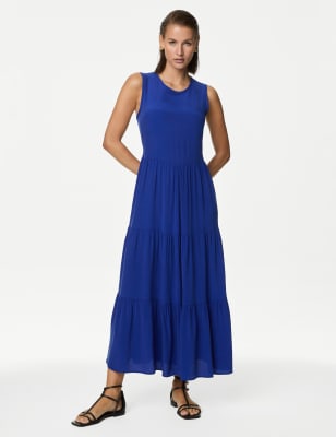 

Womens Autograph Cupro Rich Tiered Midaxi Dress - Royal Blue, Royal Blue