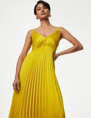 

Womens Autograph V-Neck Pleated Strappy Midaxi Waisted Dress - Bright Yellow, Bright Yellow