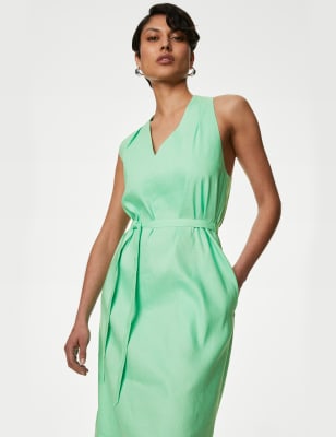 

Womens Autograph Linen Rich Halter Neck Midaxi Dress - Spearmint, Spearmint