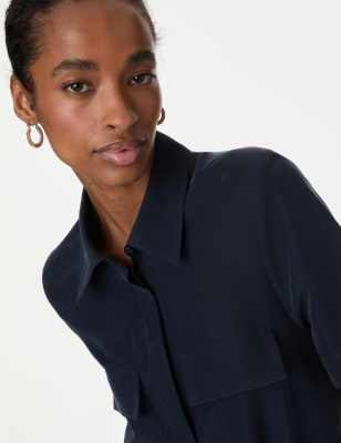 

Womens Autograph Belted Midaxi Utility Shirt Dress - Dark Navy, Dark Navy