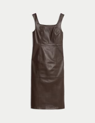 

Womens Autograph Leather Square Neck Midi Column Dress - Oxblood, Oxblood